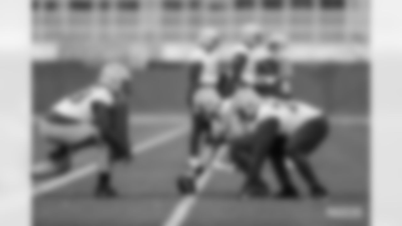 G Zack Johnson, G Elgton Jenkins and C Corey Linsley