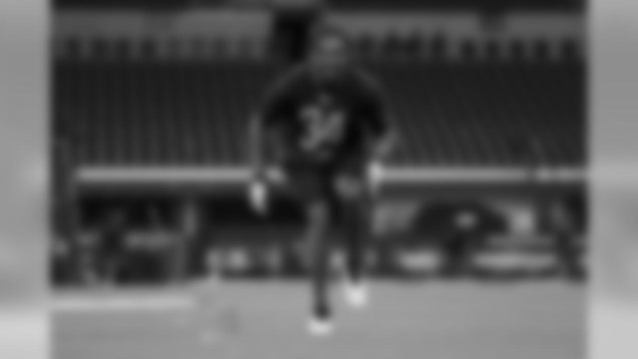 Georgia Southern cornerback Kindle Vildor runs a drill during the 2020 NFL Scouting Combine, Sunday, Mar. 1, 2020 in Indianapolis. (Aaron Doster/NFL)