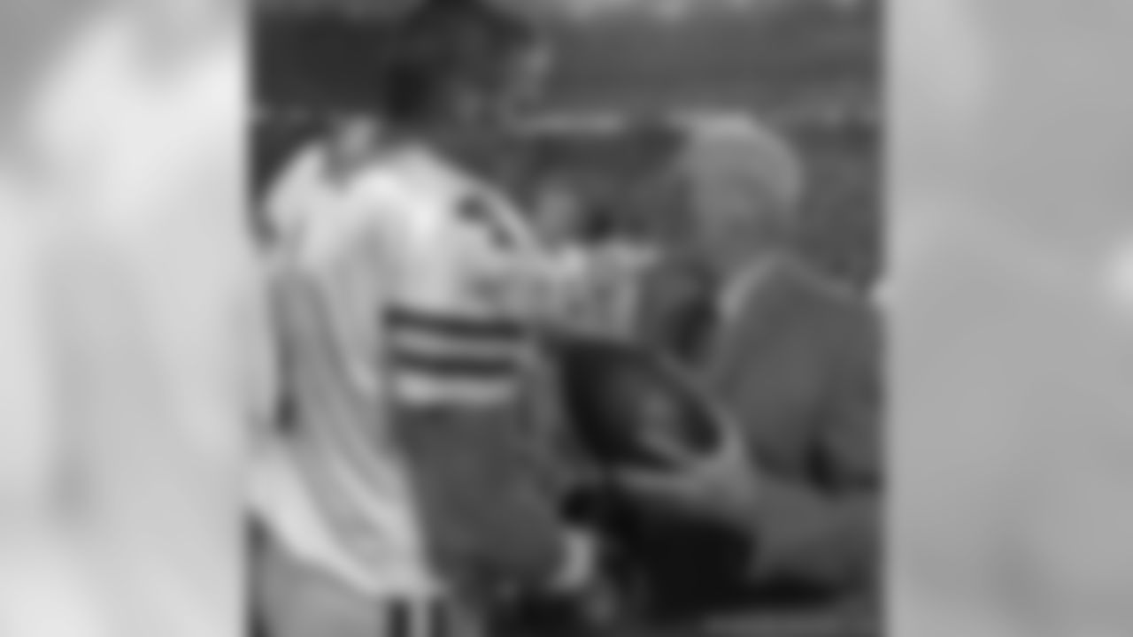 Brett Favre and the Pro Football Hall of Fame's Joe Horrigan