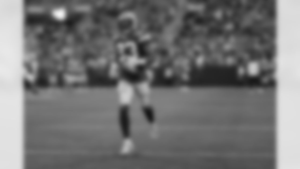 Green Bay Packers running back Aaron Jones (33) warms up prior to an NFL football game against the Detroit Lions on Monday, September 20, 2021 in Green Bay, Wisconsin. (Ryan Kang/NFL)