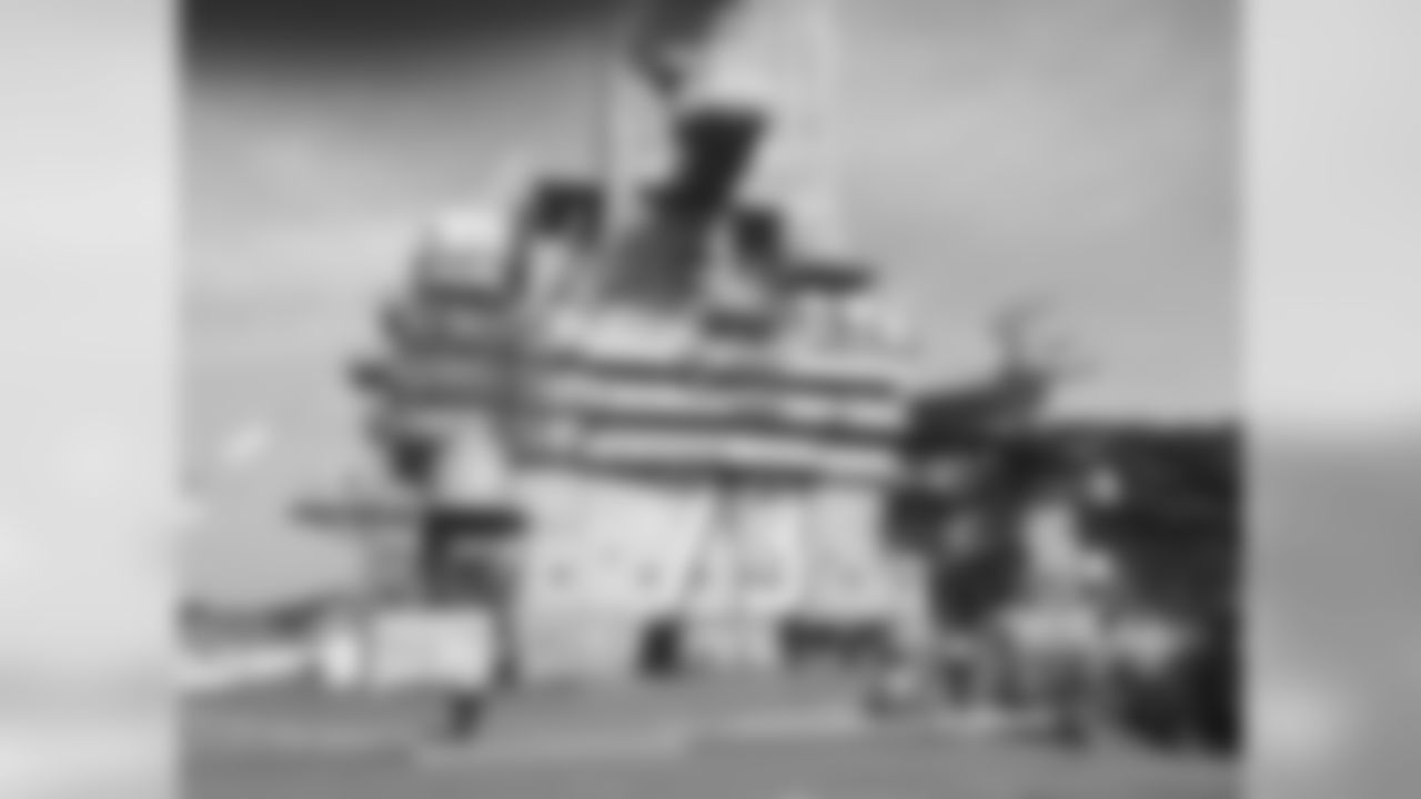 Construction underway on the aircraft carrier.