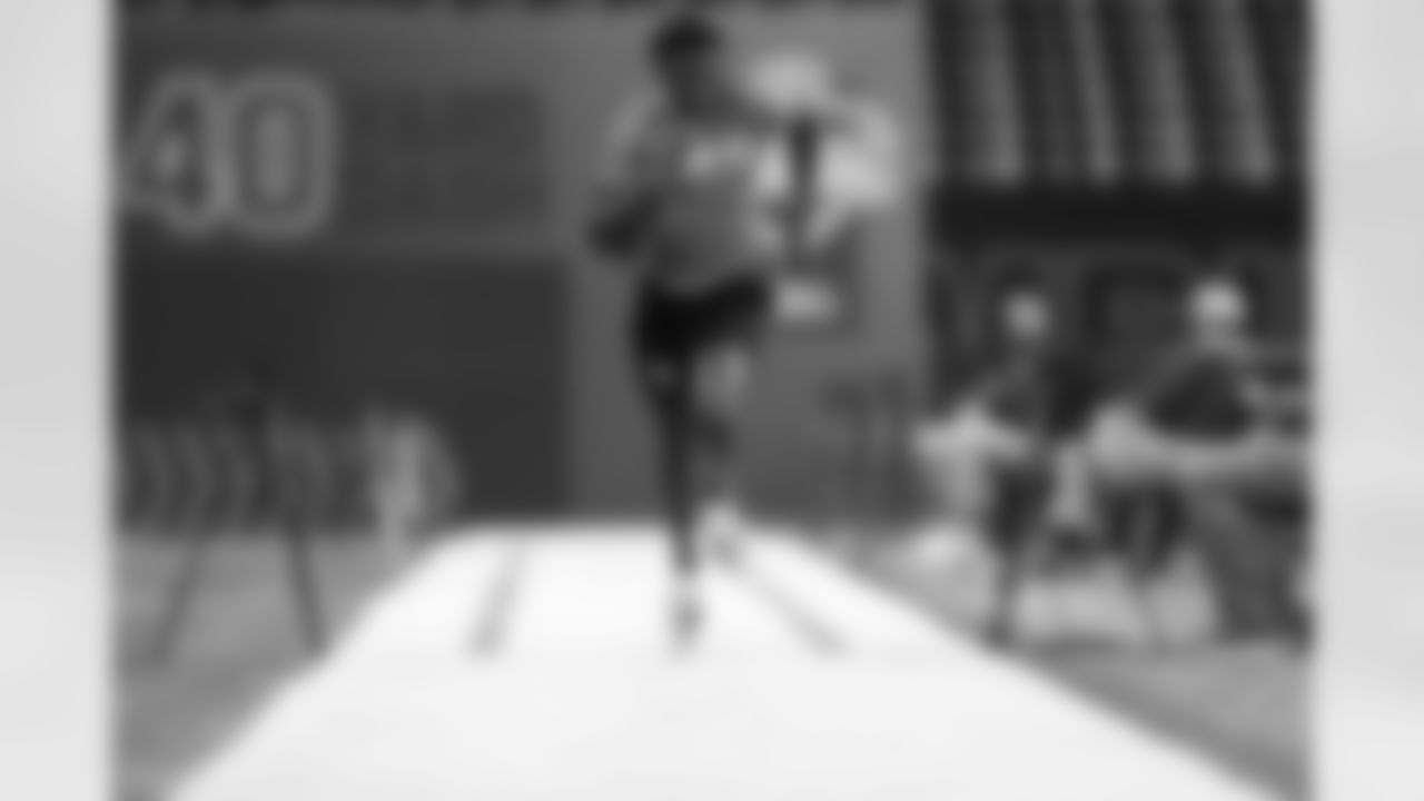 Mississippi St. defensive back Emmanuel Forbes runs the 40-yard dash during the 2023 Scouting Combine on Friday, March 3, 2023 in Indianapolis, Indiana.