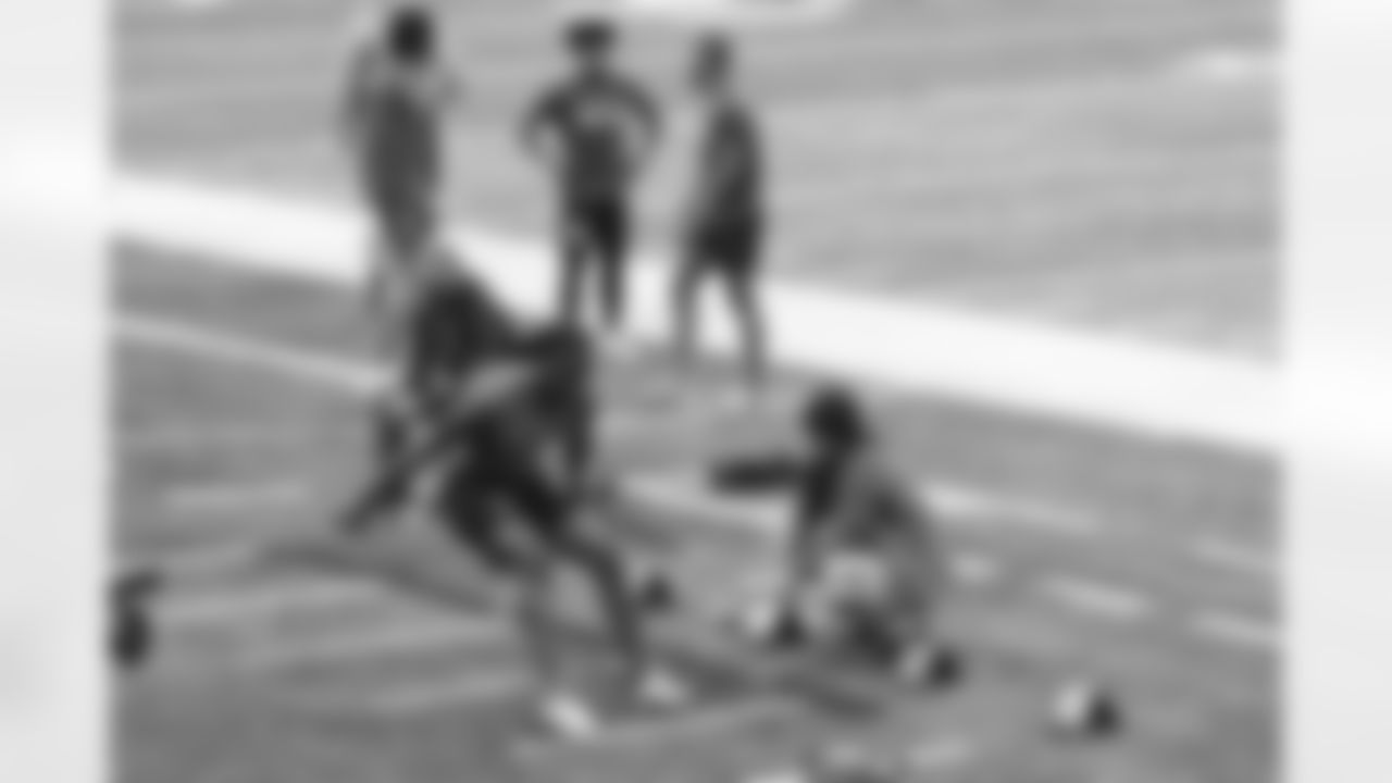 Purdue defensive back Cory Trice Jr. participates in the broad jump during the 2023 Scouting Combine on Friday, March 3, 2023 in Indianapolis, Indiana.