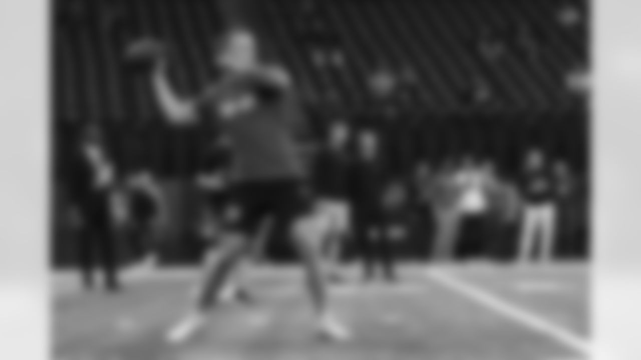Shepherd quarterback Tyson Bagent throws a pass during the 2023 Scouting Combine on Saturday, March 4, 2023 in Indianapolis, Indiana.