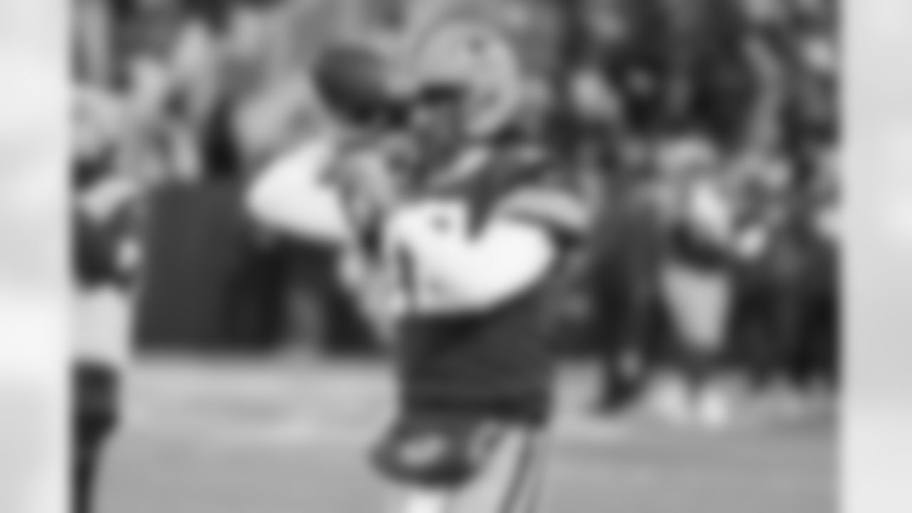 Green Bay Packers quarterback Aaron Rodgers (12) is seen warming up before an NFL Divisional Round playoff game against the San Francisco 49ers on Saturday, January 22, 2022 in Green Bay, Wisconsin. (Todd Rosenberg/NFL)