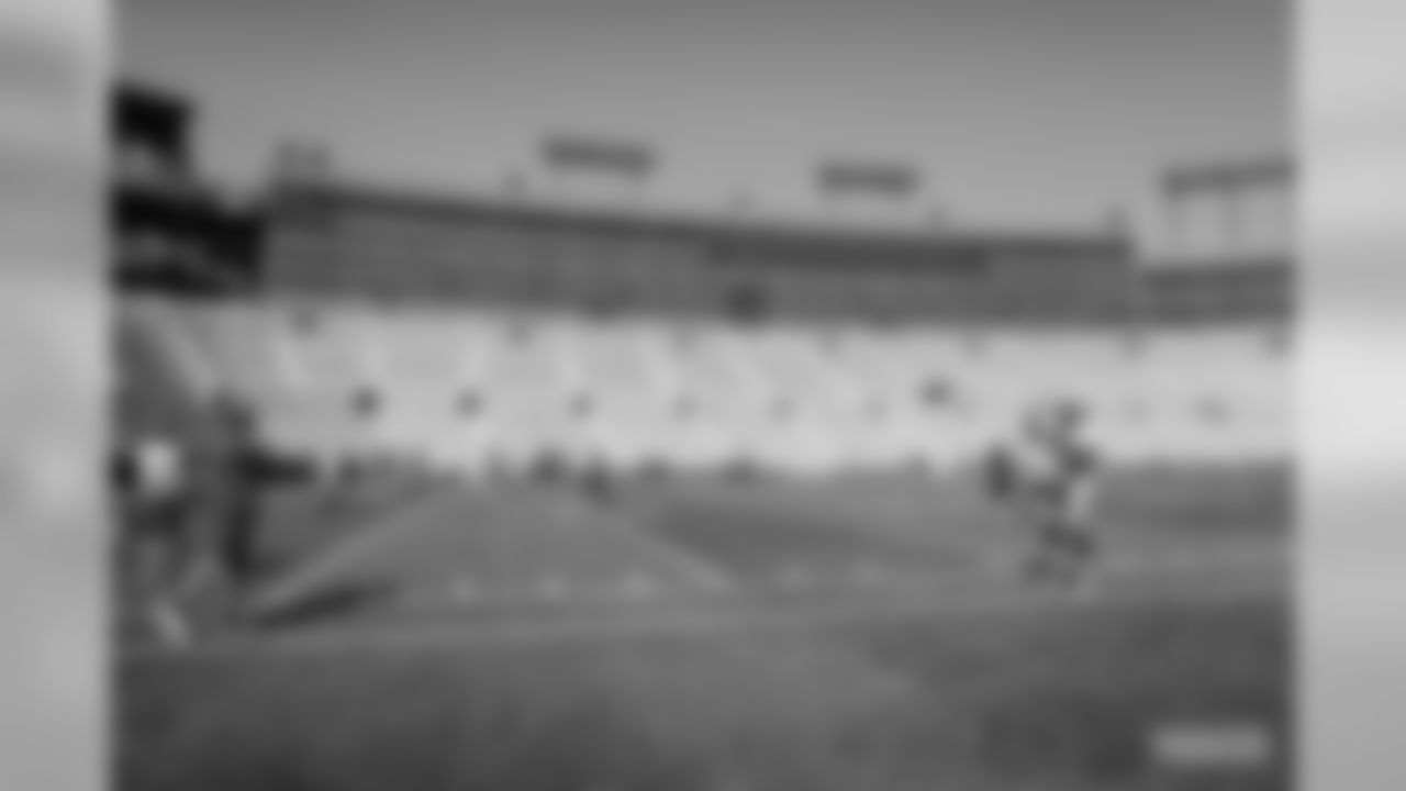 Playing catch inside Lambeau Field