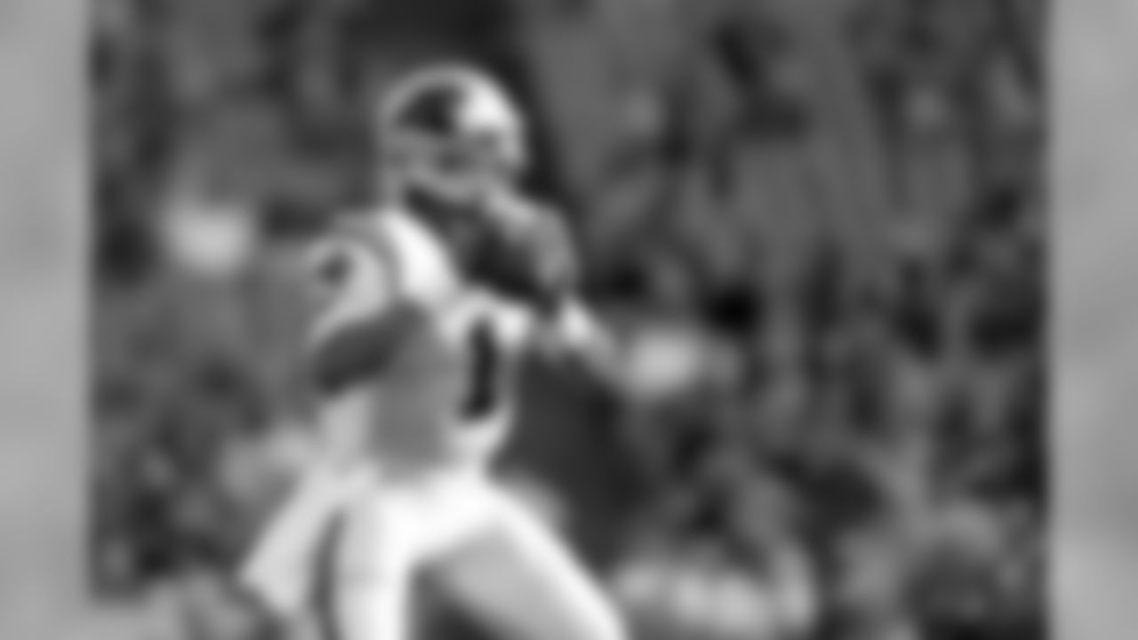 Carolina Panthers quarterback Cam Newton (1) looks to pass against the Buffalo Bills during the first half of an NFL football game, Thursday, Aug. 9, 2018, in Orchard Park, N.Y. (AP Photo/Adrian Kraus)