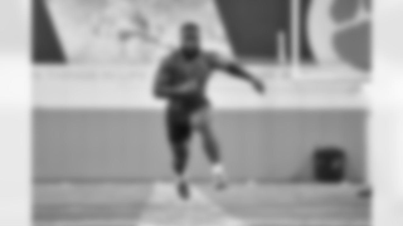 Clemson Tigers wide receiver Amari Rodgers (3) runs a short shuttle during the pro day event, Thursday, March 11, 2021 in Clemson, S.C. (Alika Jenner via AP)