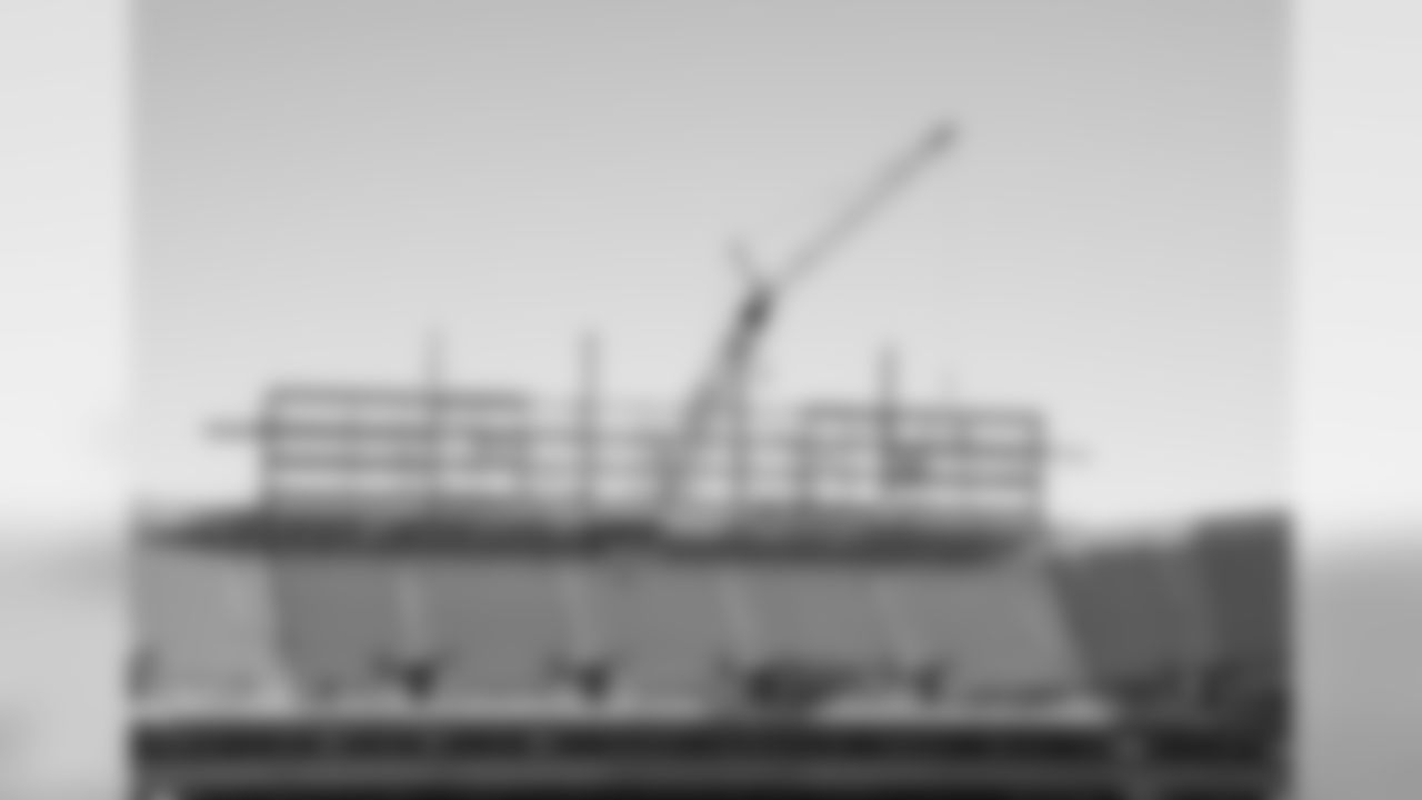 The infrastructure for the old video boards above each end zone will remain but is being expanded and given more structural support.