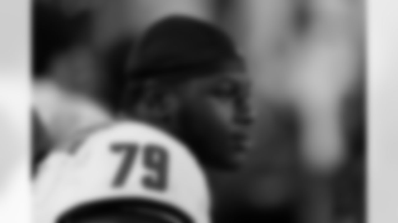 North Carolina State offensive tackle Ikem Ekwonu watches during the second half of an NCAA college football game against Wake Forest Saturday, Nov. 13, 2021, in Winston-Salem, N.C. (AP Photo/Chris Carlson)