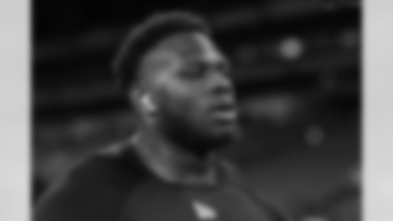 North Carolina State offensive lineman Ickey Ekwonu (12) looks on during the 2022 Scouting Combine on Friday, March 4, 2022 in Indianapolis, Indiana. (Aaron Doster/NFL)