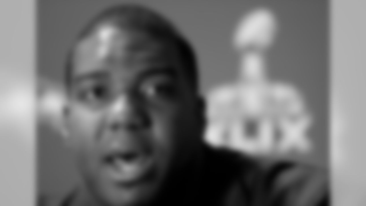 Seattle Seahawks' Russell Okung answers a question at a news conference for NFL Super Bowl XLIX football game Sunday, Jan. 25, 2015, in Phoenix. The Seahawks play the New England Patriots in Super Bowl XLIX on Sunday, Feb. 1, 2015. (AP Photo/David J. Phillip)