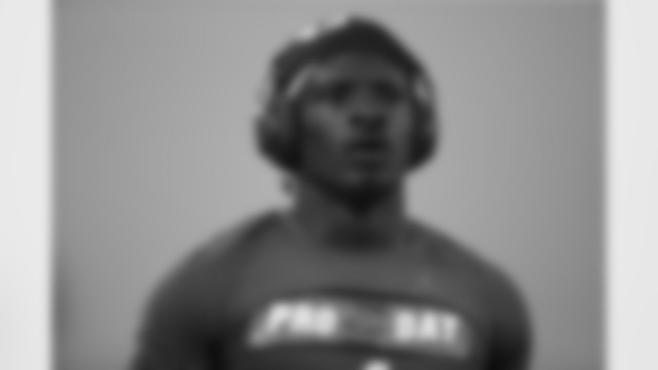 Florida wide receiver Kadarius Toney participates in a pro day for NFL scouts, Wednesday, Mar. 31, 2021, in Gainesville,Fla. (Logan Bowles via AP)