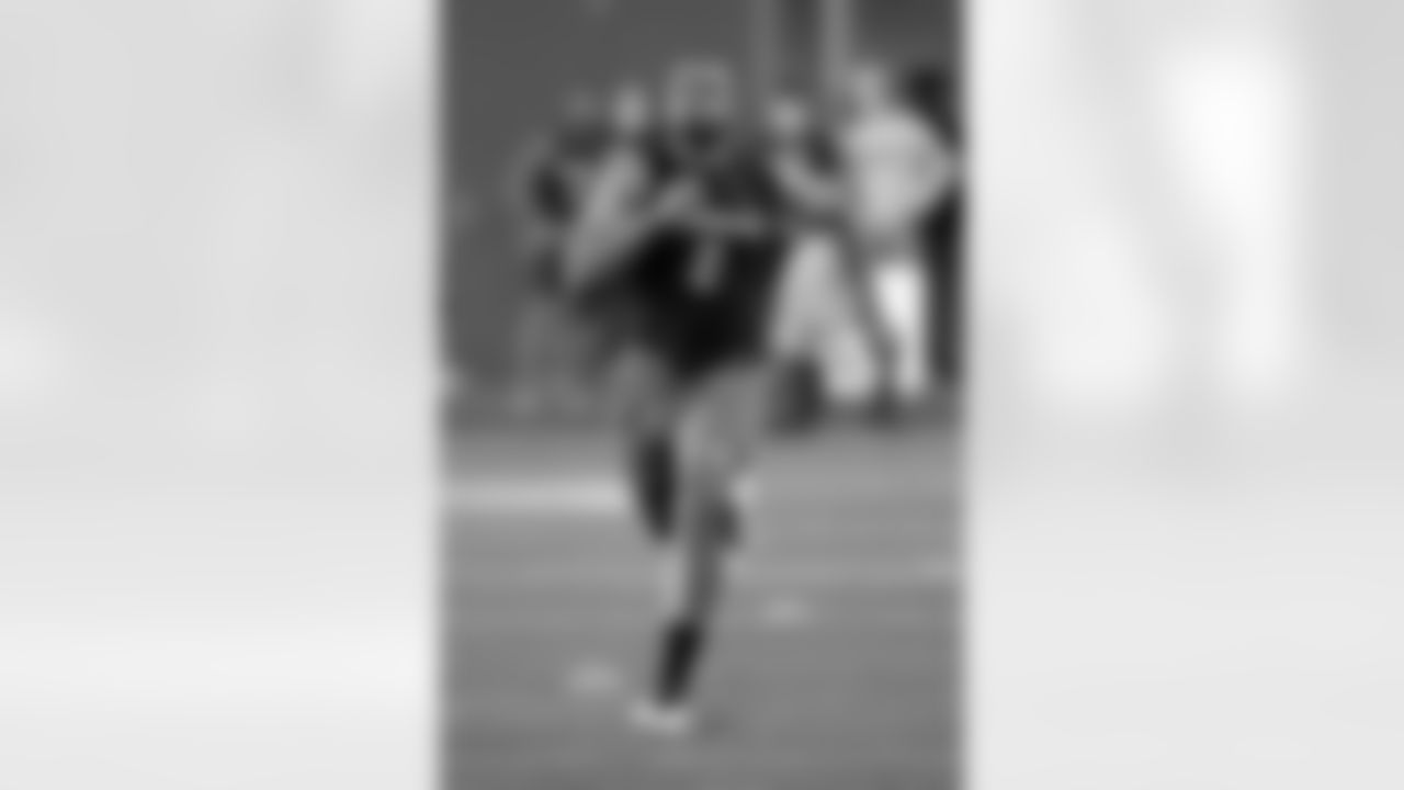 Northwestern's Earnest Brown IV runs in the 40 yard-dash during the school's Pro Day football workout for NFL scouts Tuesday, March 9, 2021, in Evanston, Ill. (AP Photo/Charles Rex Arbogast)
