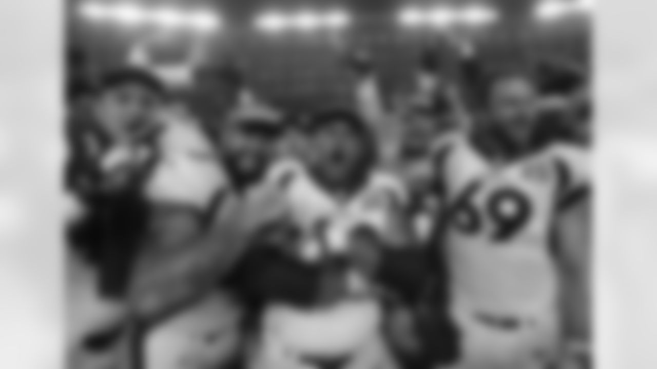 The Denver Broncos players celebrate after the NFL Super Bowl 50 football game against the Carolina Panthers Sunday, Feb. 7, 2016, in Santa Clara, Calif. The Broncos won 24-10. (AP Photo/Gregory Bull)