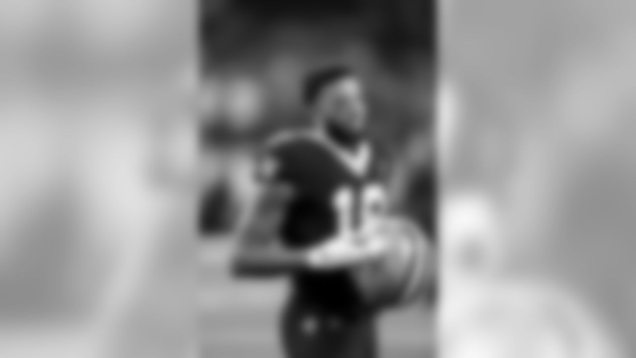 New Orleans Saints wide receiver Keith Kirkwood (18) looks up from the sideline with his helmet off during a NFL Thursday Night Football game against the Dallas Cowboys, Thursday, Nov. 29, 2018 in Arlington, Tex. The Cowboys won the game 13-10. (Paul Jasienski via AP)