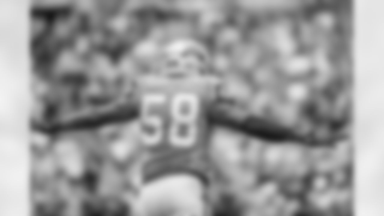 Thomas Davis signals no good during a game against the Atlanta Falcons at Bank of American Stadium on Sunday, November 5, 2017 in Charlotte, NC.