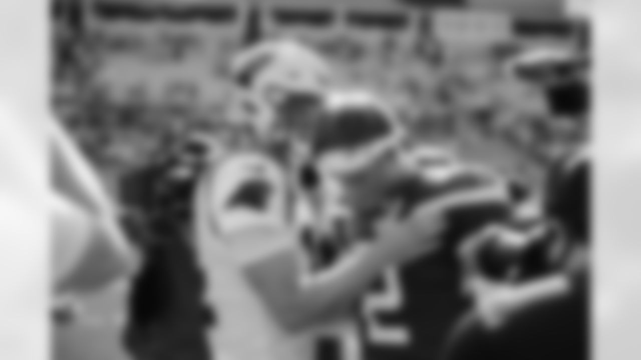 View the best photos from the field, pre-game and post-game between the Panthers and Jets in Week 1.