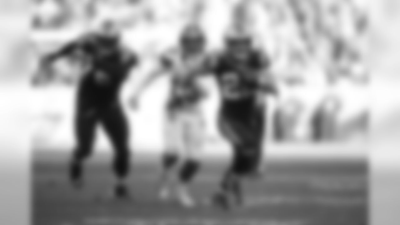 Christian McCaffrey breaks free for a run against Cleveland at FirstEnergy Stadium on Sunday, December 9, 2018.