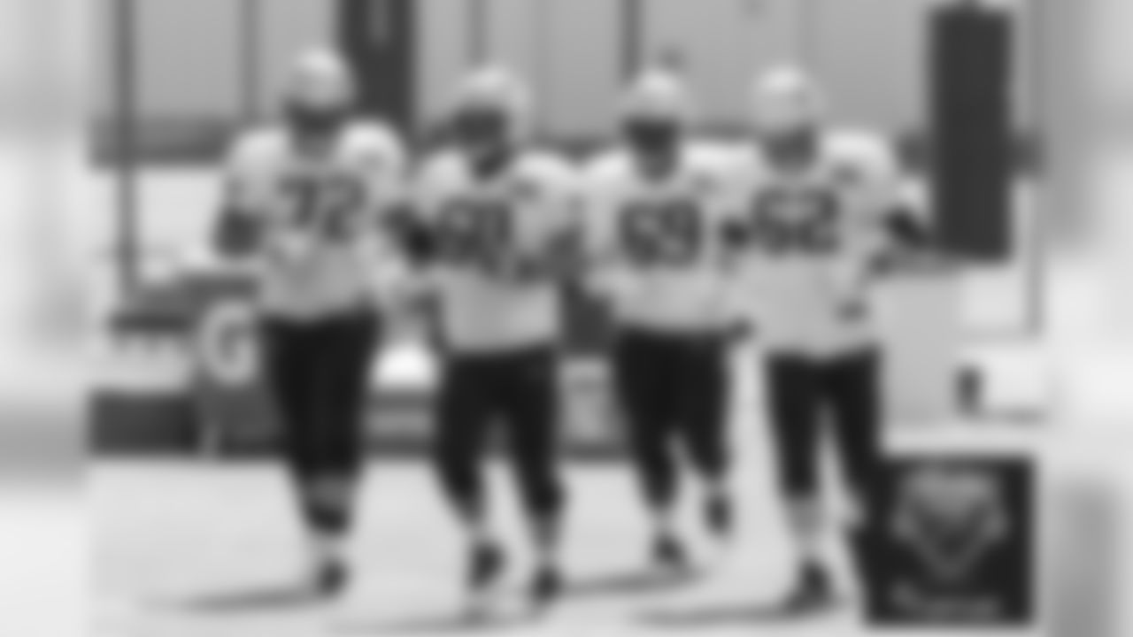 Jermaine Eluemunor, David Andrews, Shaq Mason and Joe Thuney
