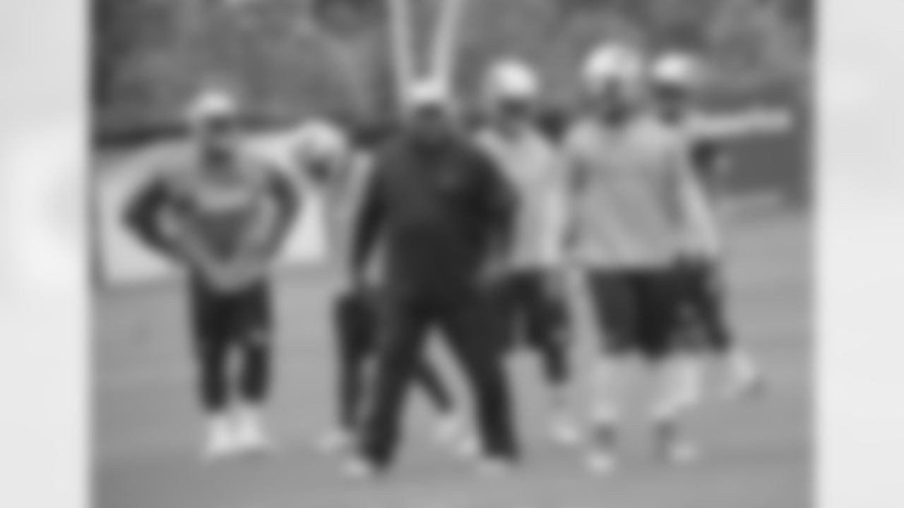 Coach Ivan Fears and the Patriots running backs