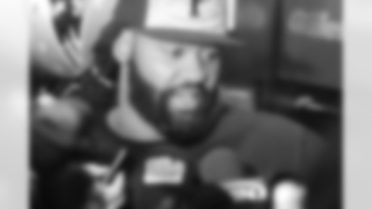 Brandon Spikes speaks with reporters as he prepares for the AFC Championship game