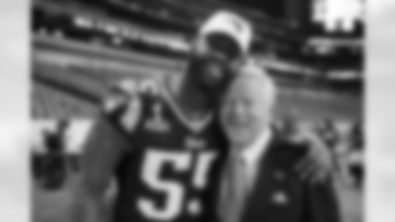 Brandon Spikes with Patriots Owner Robert Kraft