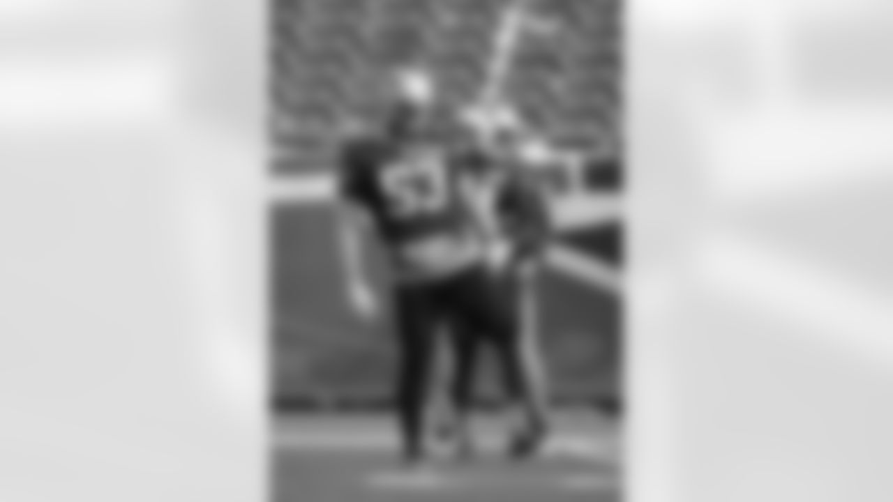 New England Patriots outside linebacker Kyle Van Noy (53) stretches during an NFL football practice, Tuesday, Jan. 9, 2018, at Gillette Stadium, in Foxborough, Mass. The Patriots are scheduled to host the Tennessee Titans in an NFL divisional football AFC playoff game, Saturday, Jan. 13, 2018, in Foxborough. (AP Photo/Steven Senne)