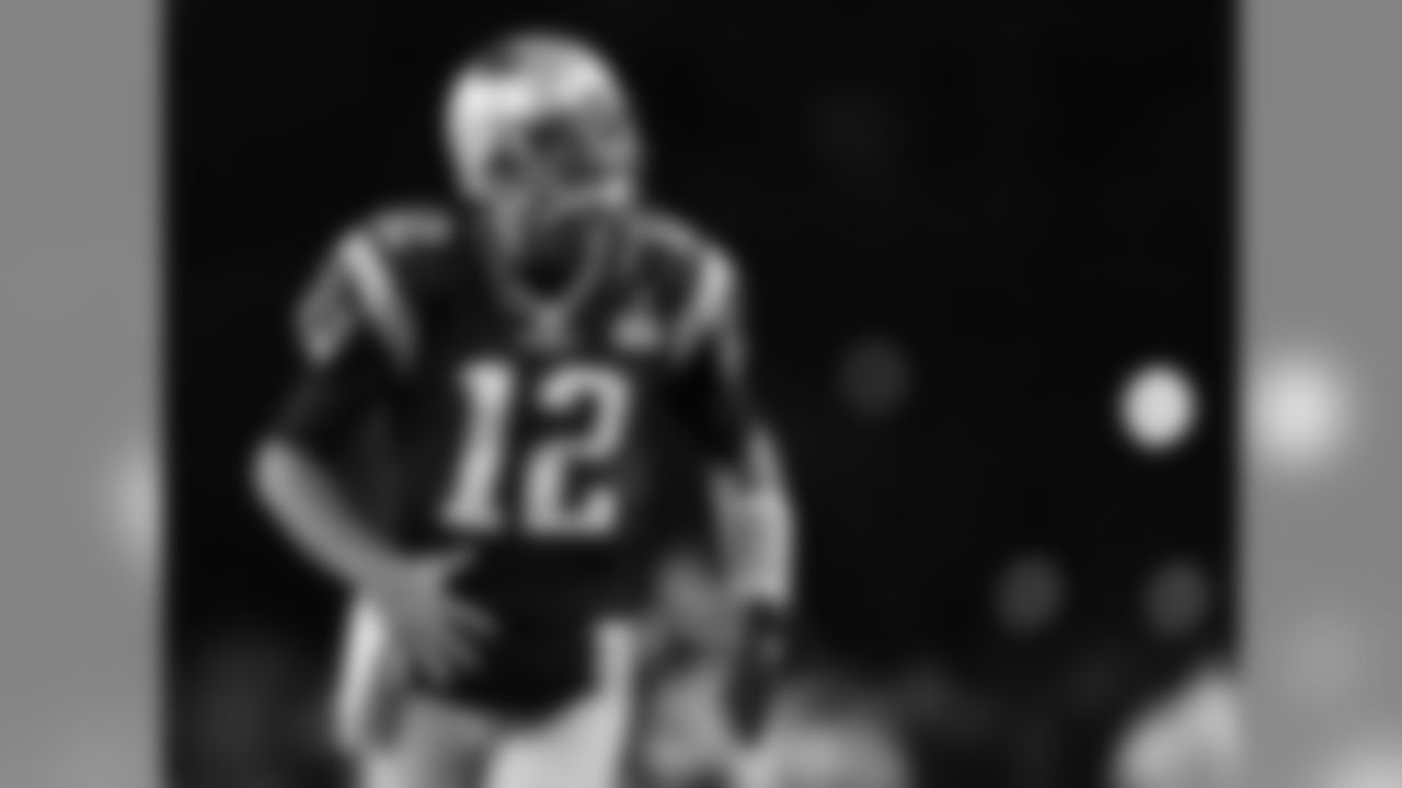 New England Patriots quarterback Tom Brady takes the field for warms up before an NFL football game against the Pittsburgh Steelers , Thursday, Sept. 10, 2015, in Foxborough, Mass. (AP Photo/Charles Krupa)