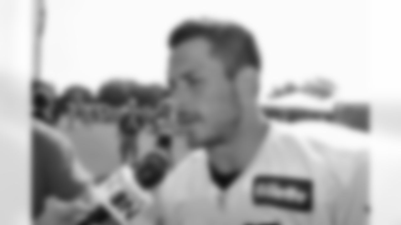 Danny Amendola talks with the media