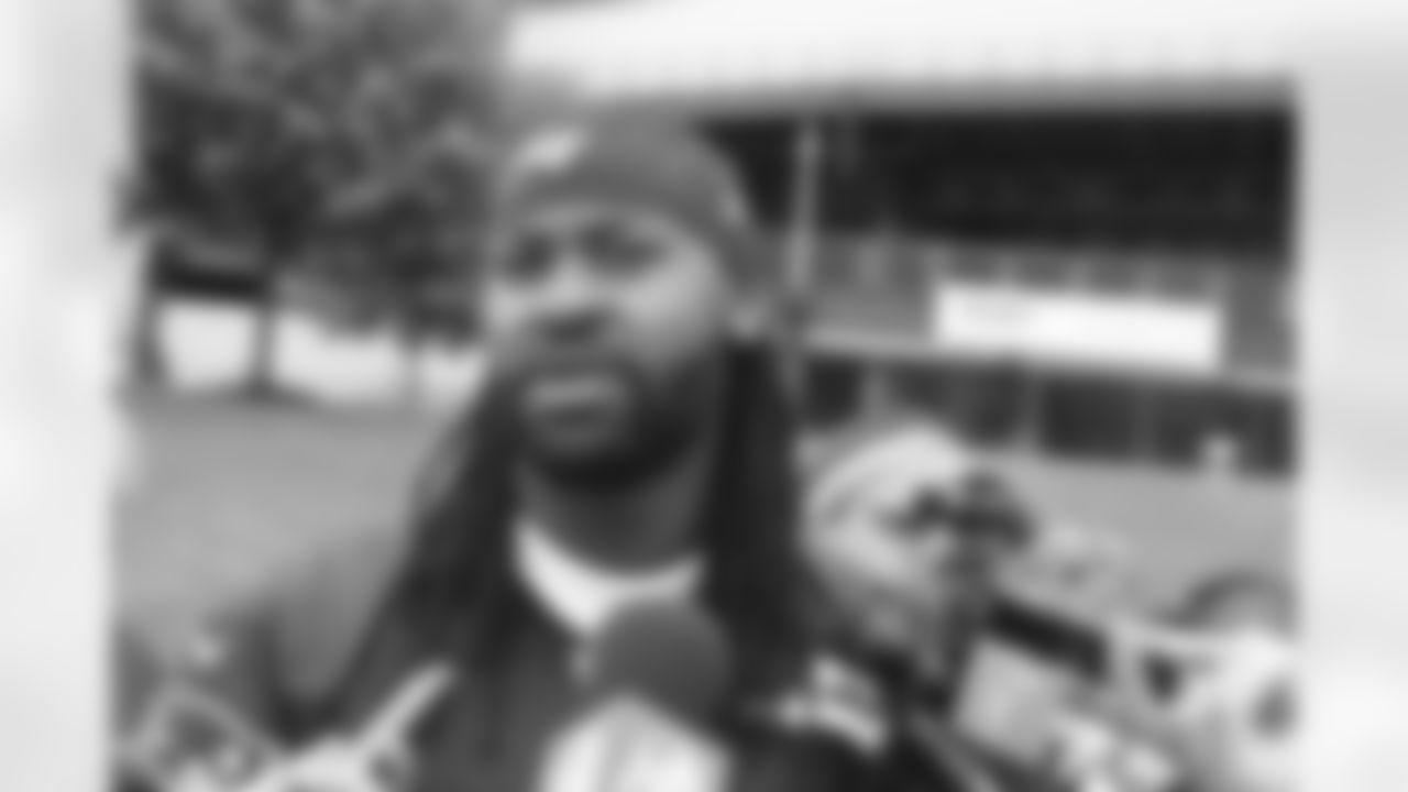Brandon Spikes talks with the media
