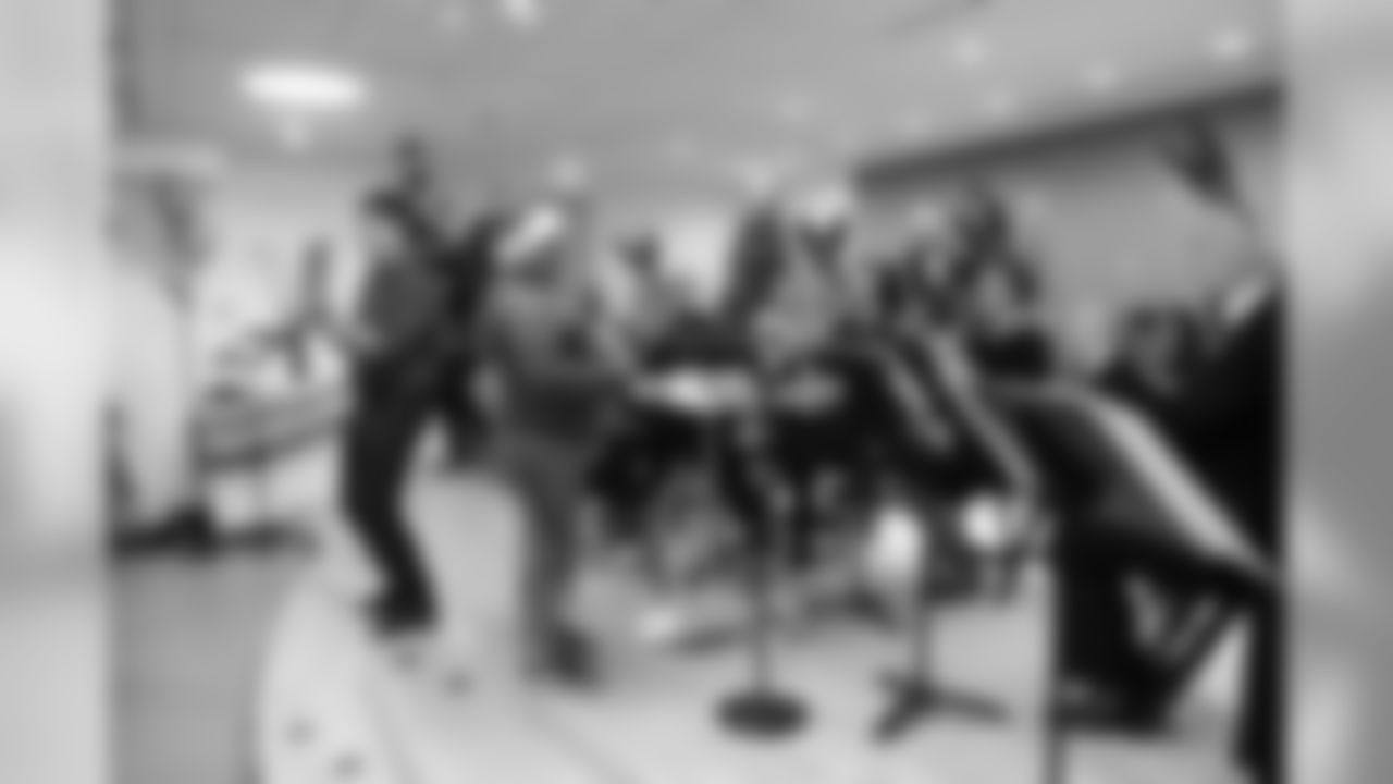 BOSTON, MA - DECEMBER 12: Boston Pops conductor Keith Lockhart and Jabbar conduct members of the Rhythm and Brass section of the Boston Pops at Boston Children's Hospital December 12, 2017 in Boston, Massachusetts. (Photo by Darren McCollester/Getty Images for Boston Children's Hospital)