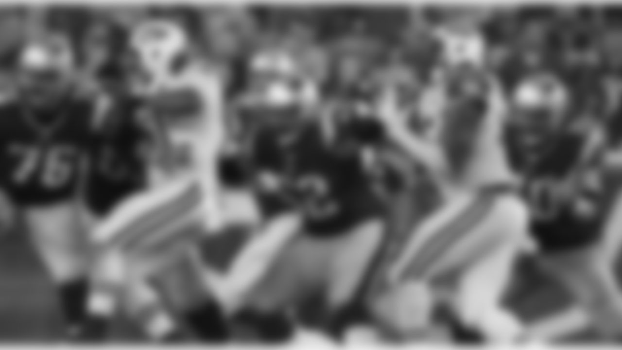 Patriots offensive line in action.