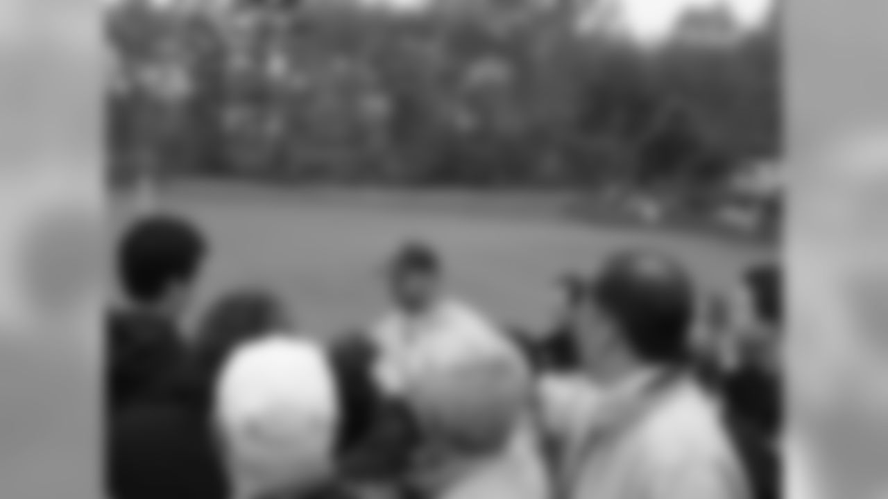 Mankins talks with media at the Joe Andruzzi Golf Tournament