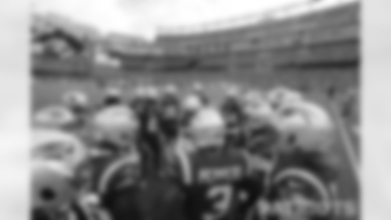 Patriots defense gets hyped up prior to their game against the NY Giants
