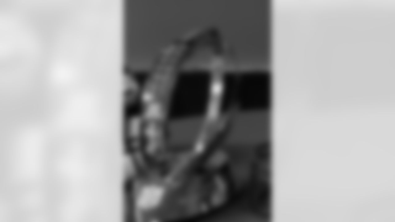 The Lamar Hunt trophy, which is presented to the AFC Champion, is present at Gillette Stadium