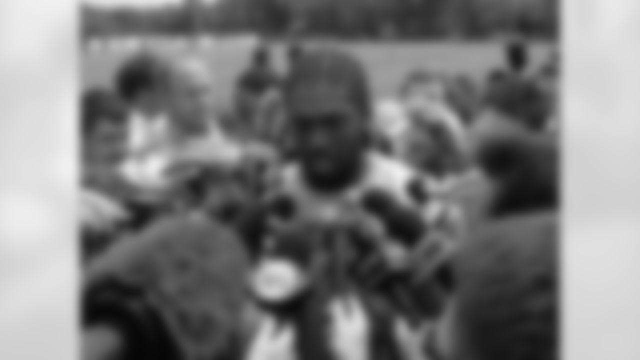 Patriots wide receiver Randy Moss addresses the media following practice on day two of mini camp at Gillette Stadium. 6/6/2007