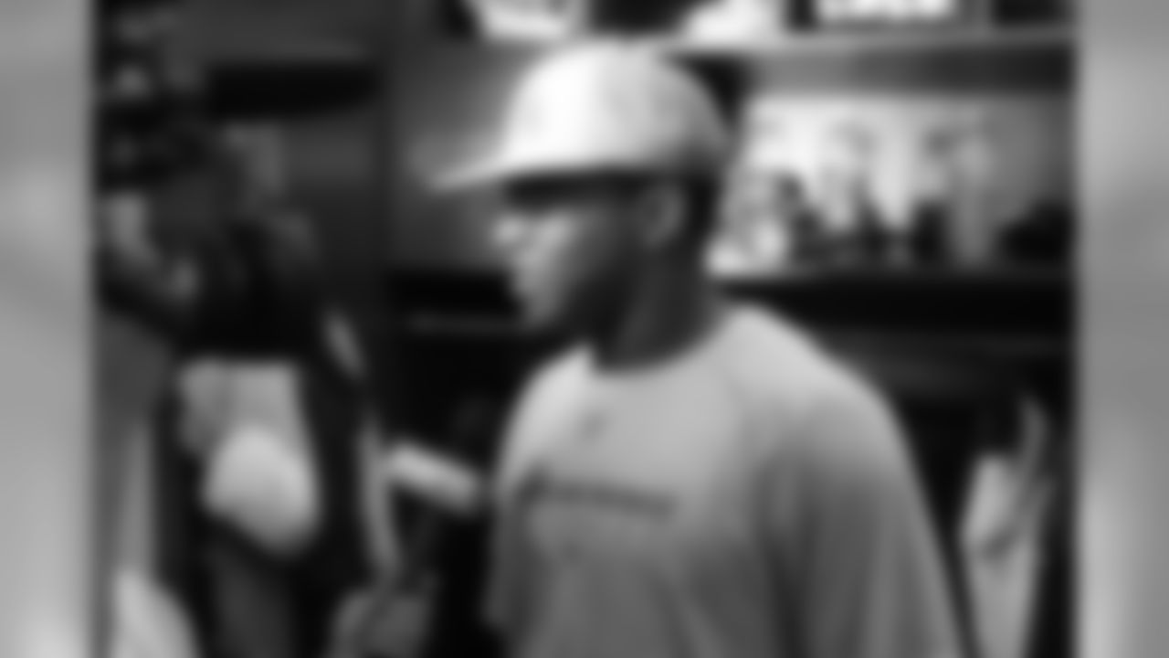 Matthew Slater talks with the media