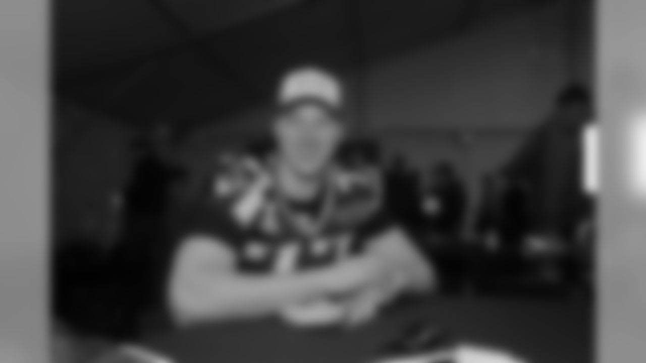 Nate Solder during media access at the team hotel