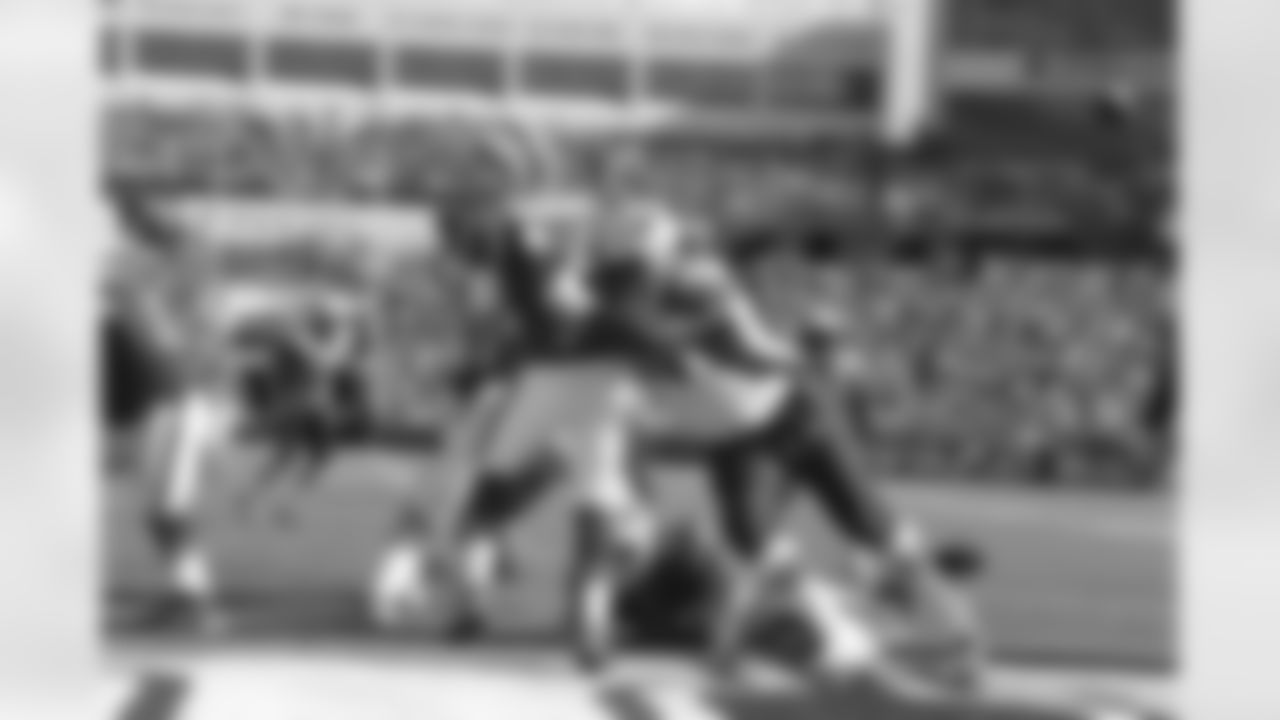 Kyle Love pressures Ryan Fitzpatrick in the end zone.