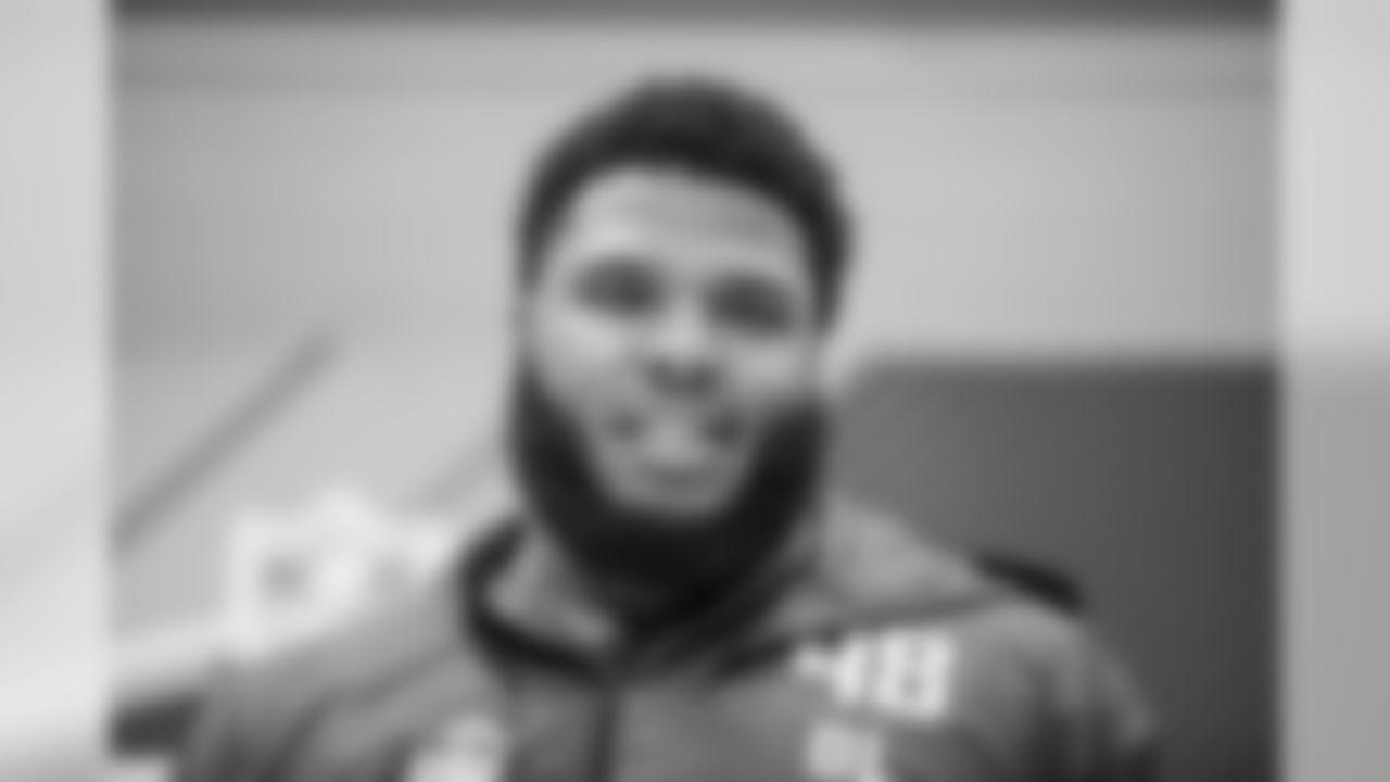 Offensive lineman Isaiah Wynn talks to the media at the NFL Combine on Thursday, March 1, 2018 in Indianapolis, Ind. (Detroit Lions via AP)