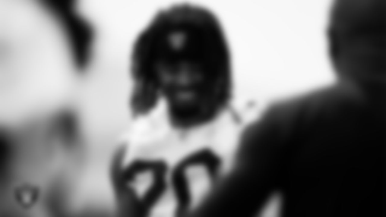 Las Vegas Raiders cornerback Damon Arnette (20) during practice at Intermountain Healthcare Performance Center.