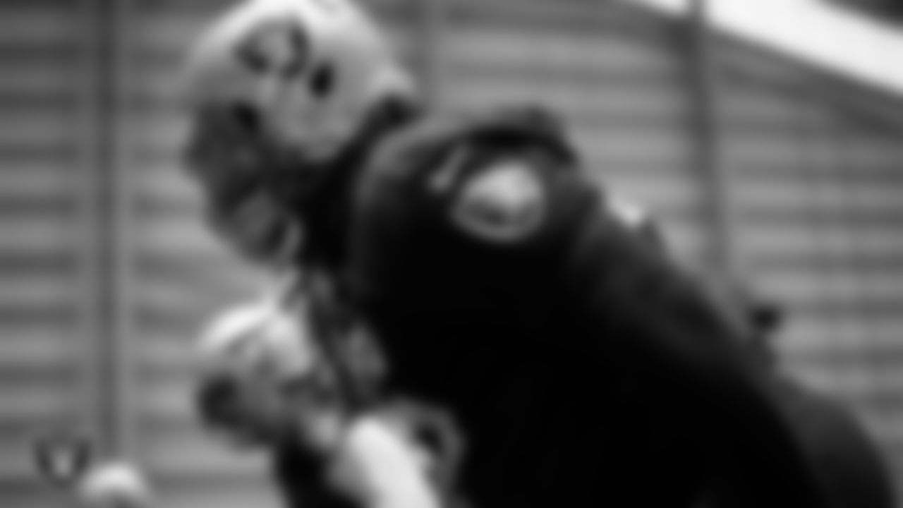 Las Vegas Raiders defensive tackle Darius Philon (96) during practice at Intermountain Healthcare Performance Center.