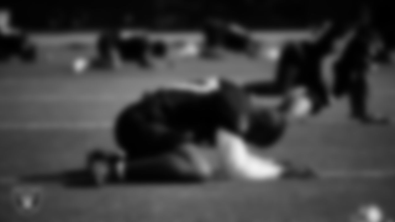 Las Vegas Raiders safety Tyree Gillespie (37) at a workout during phase two of the offseason program.