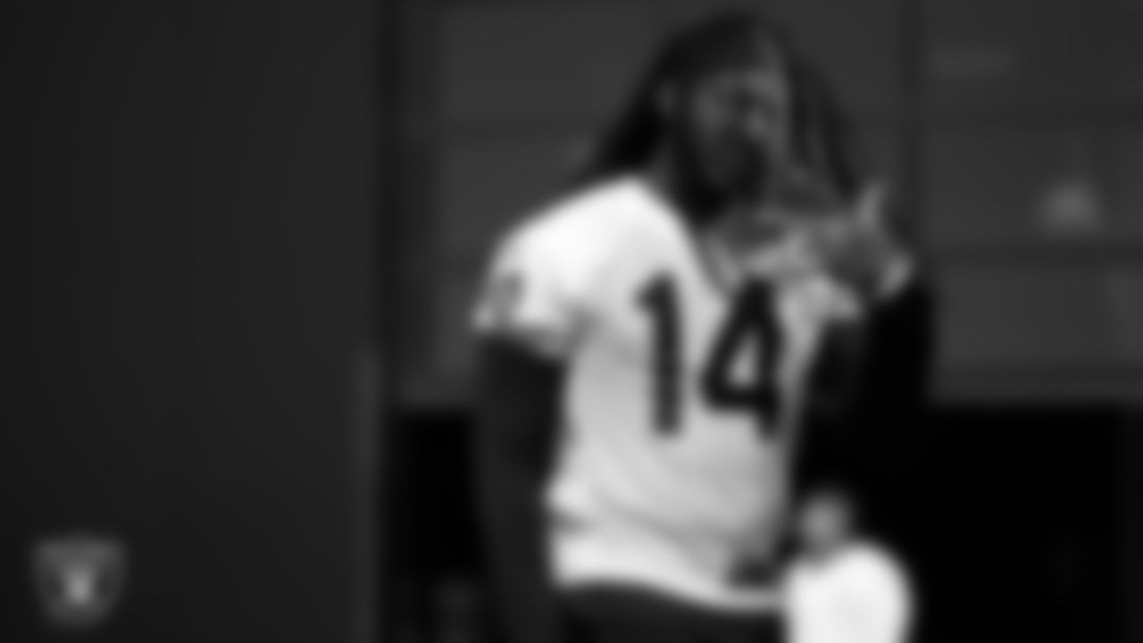 Las Vegas Raiders wide receiver Marquez Callaway (14) during practice at Intermountain Health Performance Center.