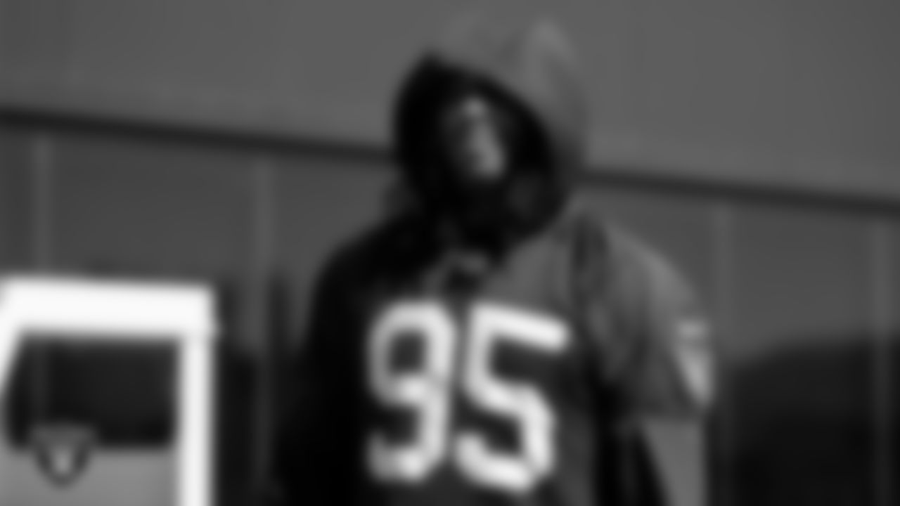 Las Vegas Raiders defensive end Kendal Vickers (95) during practice at Intermountain Healthcare Performance Center.