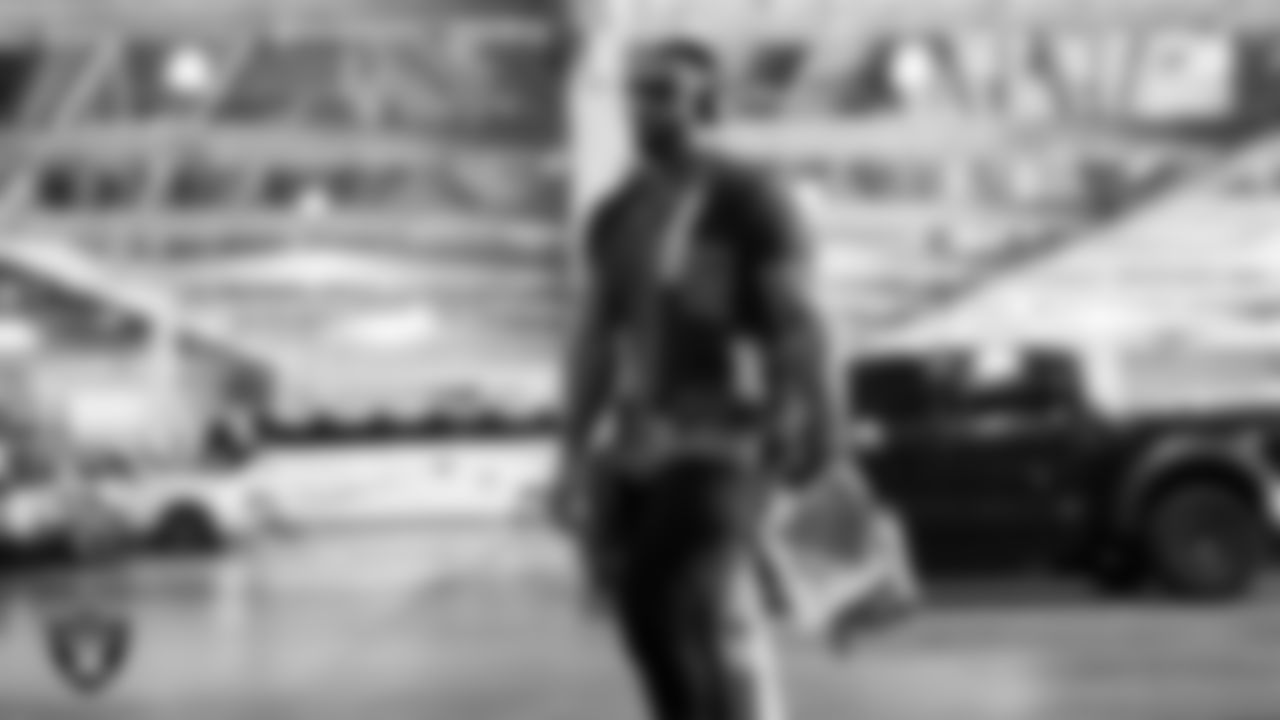 Las Vegas Raiders defensive tackle Solomon Thomas (92) arrives to the regular season home game against the Miami Dolphins.