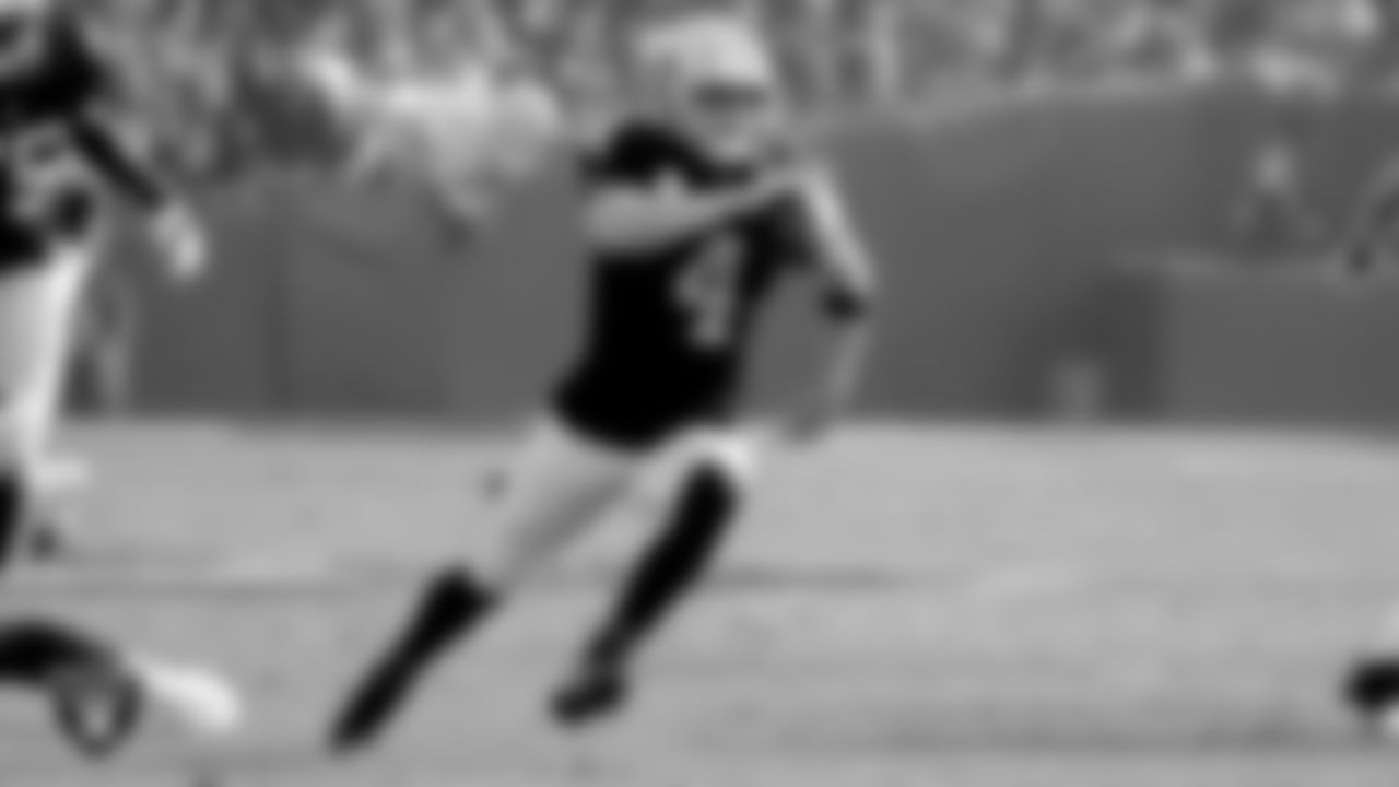 Derek Carr was drafted in the second round of the 2014 NFL Draft by the Raiders. A starter since entering the league, Carr holds the team records for completions (2,896), passing yards (31,700) and touchdowns (193).