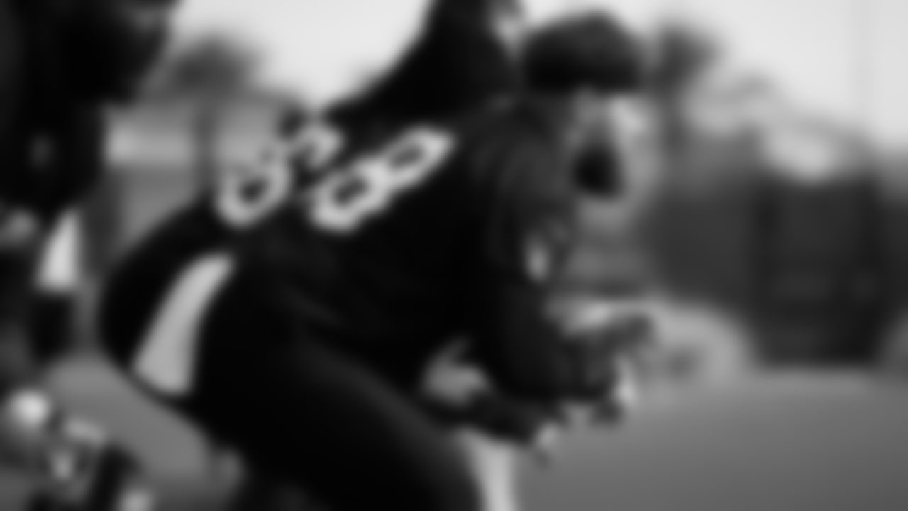 Las Vegas Raiders center Andre James (68) during practice at Intermountain Healthcare Performance Center.