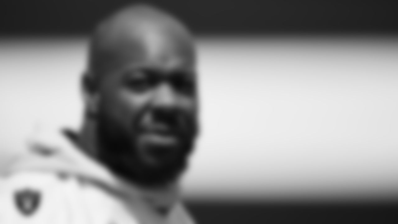 Las Vegas Raiders defensive tackle Quinton Jefferson (77) during practice at Intermountain Healthcare Performance Center.